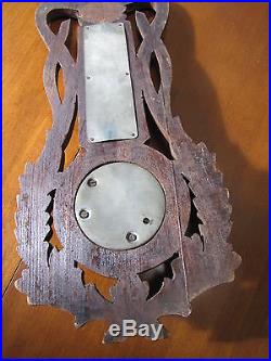 Antique / Vintage German Barometer Wood Carved in a Simple Black Forest Design