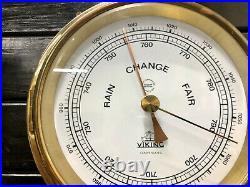 Antique Vintage Marine VIKING Rain Change Fair Aneroid Weather Barometer