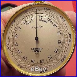 Antique Vintage Pocket Barometer Aneroid Compensated I. Brandli Basel 45mm
