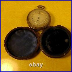 Antique Vintage Pocket Barometer with Leather Case