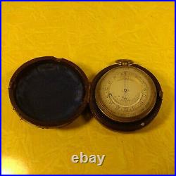 Antique Vintage Pocket Barometer with Leather Case