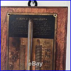 Antique Vintage Wood Barometer Brass Trim W. M. WELCH Scientific Chicago, Ill