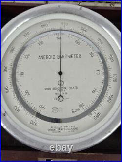 Antique WWII Pratt & Whitney Cased Nautical Aneroid Barometer Nihon Kisho JAPAN