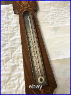 Antique Wall Weather Station Meyrowitz Barometer Taylor Thermometer Inlay Walnut