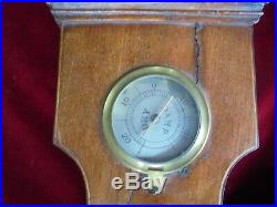 Antique Wall Wheel Type Barometer, Temp. Hydrometer & Level-mid 1800's Realini