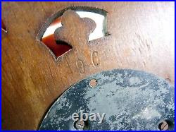 Antique Wall Wood Carved Black Forest Leaves Decoration Barometer & Thermometer