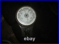 Antique Walnut Carved Barometer English