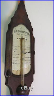 Antique Walnut Stick Barometer by S. Barlett