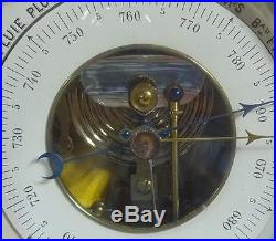 Antique Walnut Wood Carved French Barometer & Thermometer c1870's