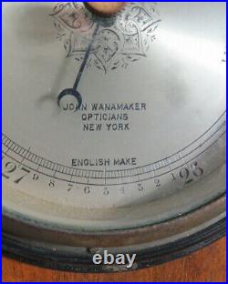 Antique Wanamaker, Opticians, New York, Inlaid Mahogany wall Barometer