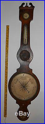 Antique Wheel Wall Barometer J Howard England Project or Parts 44 Inches Long