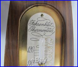 Antique Wittnauer Weather Station Brass & Wood Wall Barometer Thermometer yqz