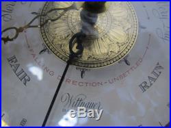 Antique Wittnauer Weather Station Brass & Wood Wall Barometer Thermometer yqz