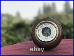 Antique Wood & Brass French Spring Mechanism Lufft Barometer Rare