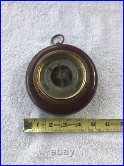 Antique Wood & Brass French Spring Mechanism Lufft Barometer Rare