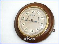 Antique Wood Brass West Germany Ships Boat Yacht Marine Weather Barometer