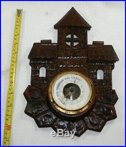 Antique Wood German Barometer STURMISCH REGEN VERANDERLICH SCHON S. Trocken