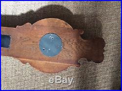 Antique Wood German Wall Barometer & Thermometer Carved Flowers on Oak