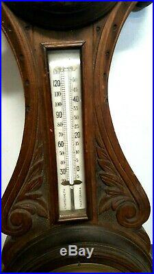 Antique Wooden Bonetfink & Co Cheapside London Banjo Clock/Thermometer/Barometer