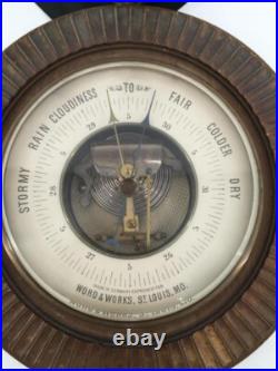 Antique Word & Works Barometer Weather Wood Framed Germany