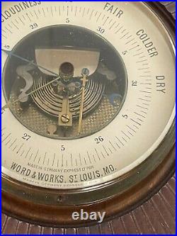 Antique Word and Works Barometer Wood Framed Germany