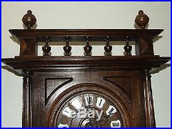 Antique Working 19th C. French Victorian Walnut Barometer Thermometer Wall Clock