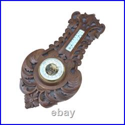 Antique barometer 1920s Germany black forest weather instrument hand-carved uniq