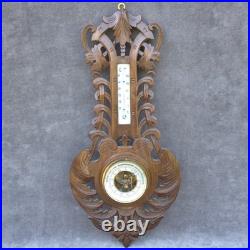 Antique barometer 1920s Germany black forest weather instrument hand-carved uniq