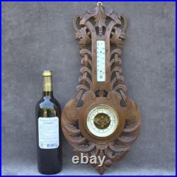 Antique barometer 1920s Germany black forest weather instrument hand-carved uniq