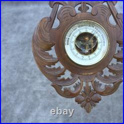 Antique barometer 1920s Germany black forest weather instrument hand-carved uniq