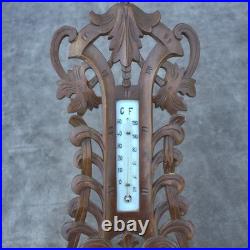 Antique barometer 1920s Germany black forest weather instrument hand-carved uniq