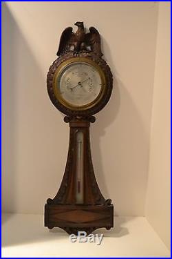 Antique barometer John Wamamakers of New York opticians c1900 Hand carved Eagle