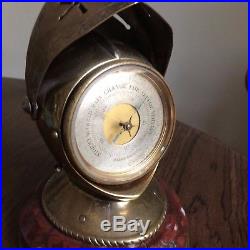Antique barometer silvered engraved knights Bronze medieval helmets w visors