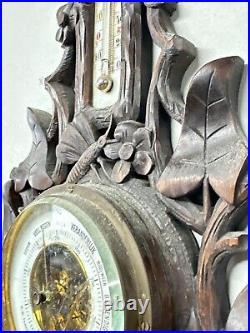 Antique black forest barometer carved birds p. M tamson ornate