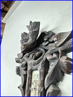 Antique black forest barometer carved birds p. M tamson ornate