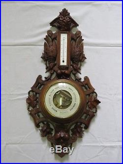 Antique black forest style ornate wood carving BAROMETER cover