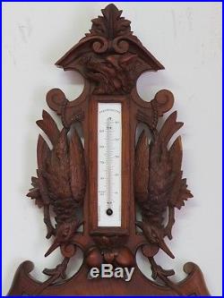 Antique black forest style ornate wood carving BAROMETER cover