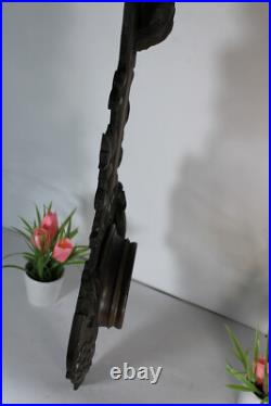 Antique black forest wood carved barometer hunting theme dog