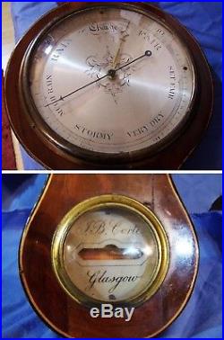 Antique c1860 CORTI Burlwood Banjo Wall Barometer Thermometer with Level INLAID