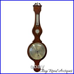 Antique c 1830 C. Somalvico mahogany inlaid wheel banjo barometer satinwood Antique c 1830 C. Somalvico mahogany inlaid wheel banjo barometer satinwood