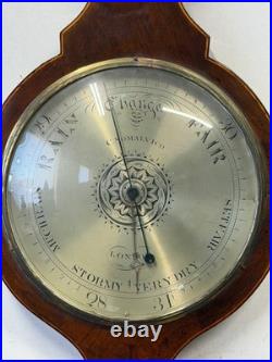 Antique c 1830 C. Somalvico mahogany inlaid wheel banjo barometer satinwood Antique c 1830 C. Somalvico mahogany inlaid wheel banjo barometer satinwood