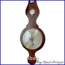 Antique c 1830 C. Somalvico mahogany inlaid wheel banjo barometer satinwood Antique c 1830 C. Somalvico mahogany inlaid wheel banjo barometer satinwood