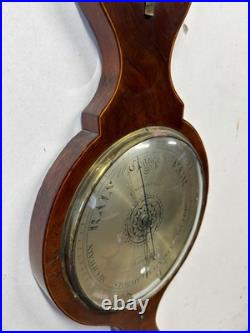 Antique c 1830 C. Somalvico mahogany inlaid wheel banjo barometer satinwood Antique c 1830 C. Somalvico mahogany inlaid wheel banjo barometer satinwood