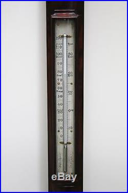 Antique c. 1837 English London Mahogany Cistern Barometer with Thermometer Box
