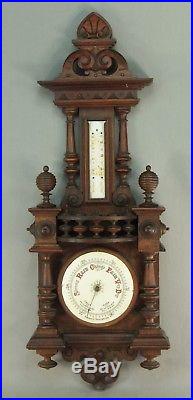 Antique c. 1880 Aneroid Wall Barometer Weather Station Black Forest Victorian