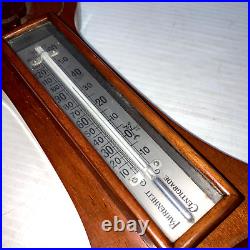 Antique c. 1930 Torwin Hand Carved Aneroid Banjo Barometer Thermometer Walnut