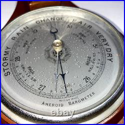 Antique c. 1930 Torwin Hand Carved Aneroid Banjo Barometer Thermometer Walnut