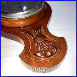 Antique c. 1930 Torwin Hand Carved Aneroid Banjo Barometer Thermometer Walnut