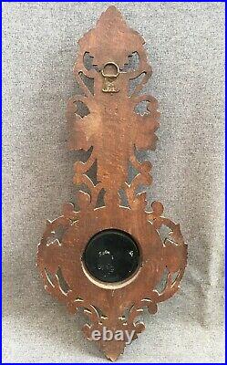 Antique french black forest barometer thermometer early 1900's woodwork