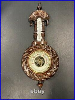 Antique hand carved Barometer Thermometer England